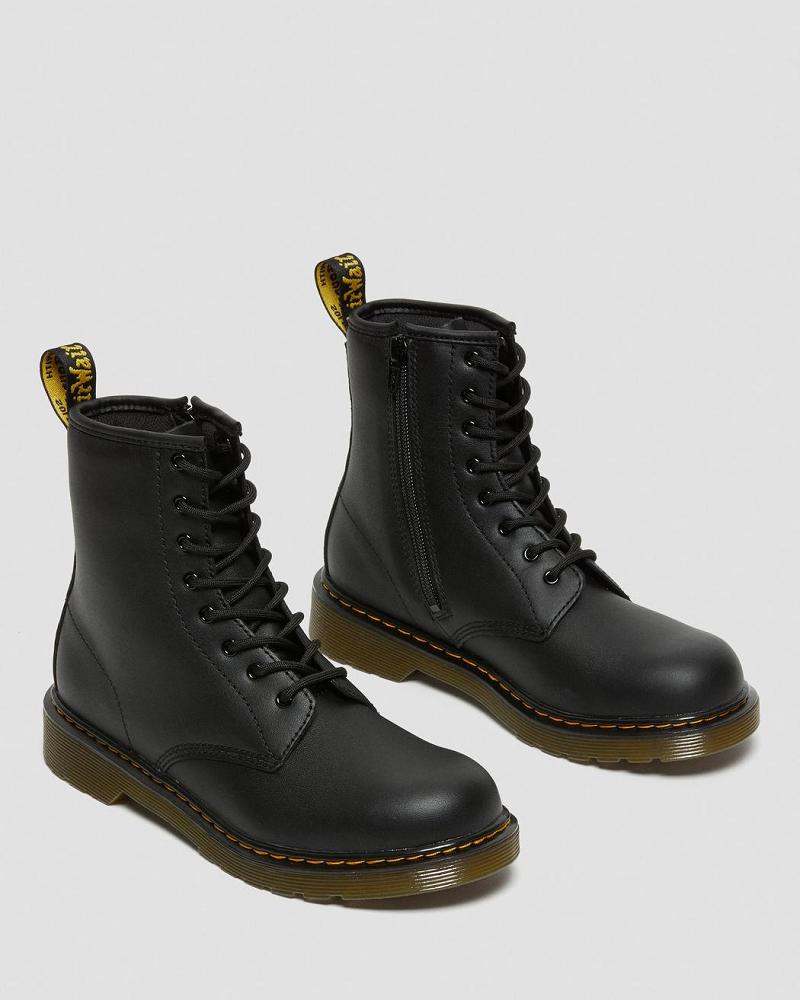 Kids' Dr Martens Youth 1460 Softy T Leather Lace Up Boots Black | AU 715MQZ